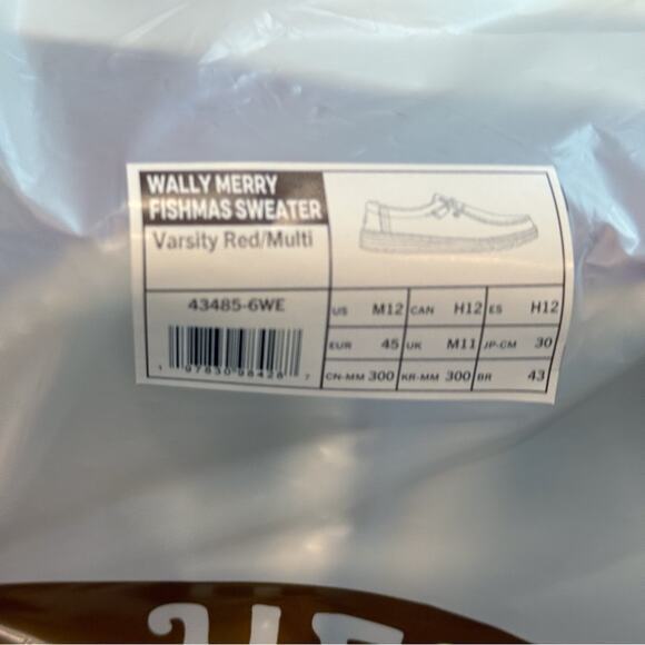 Hey Dude Shoes Mens Size 9 Wally Merry Fishmas Sweater Lace Up Loafers Comfy NEW - Picture 8 of 12